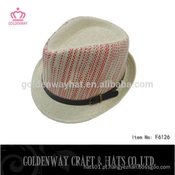 Chapéus de fedora de papel de verão de cor creme para mulheres